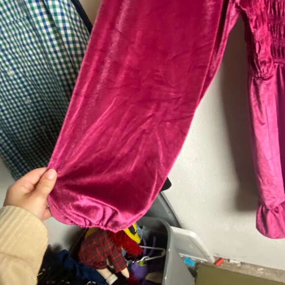 Lauren Conrad Size Xxl Smocked Velvet Mini Dress Square Neck Ruffle Hem Festive - Picture 6 of 8